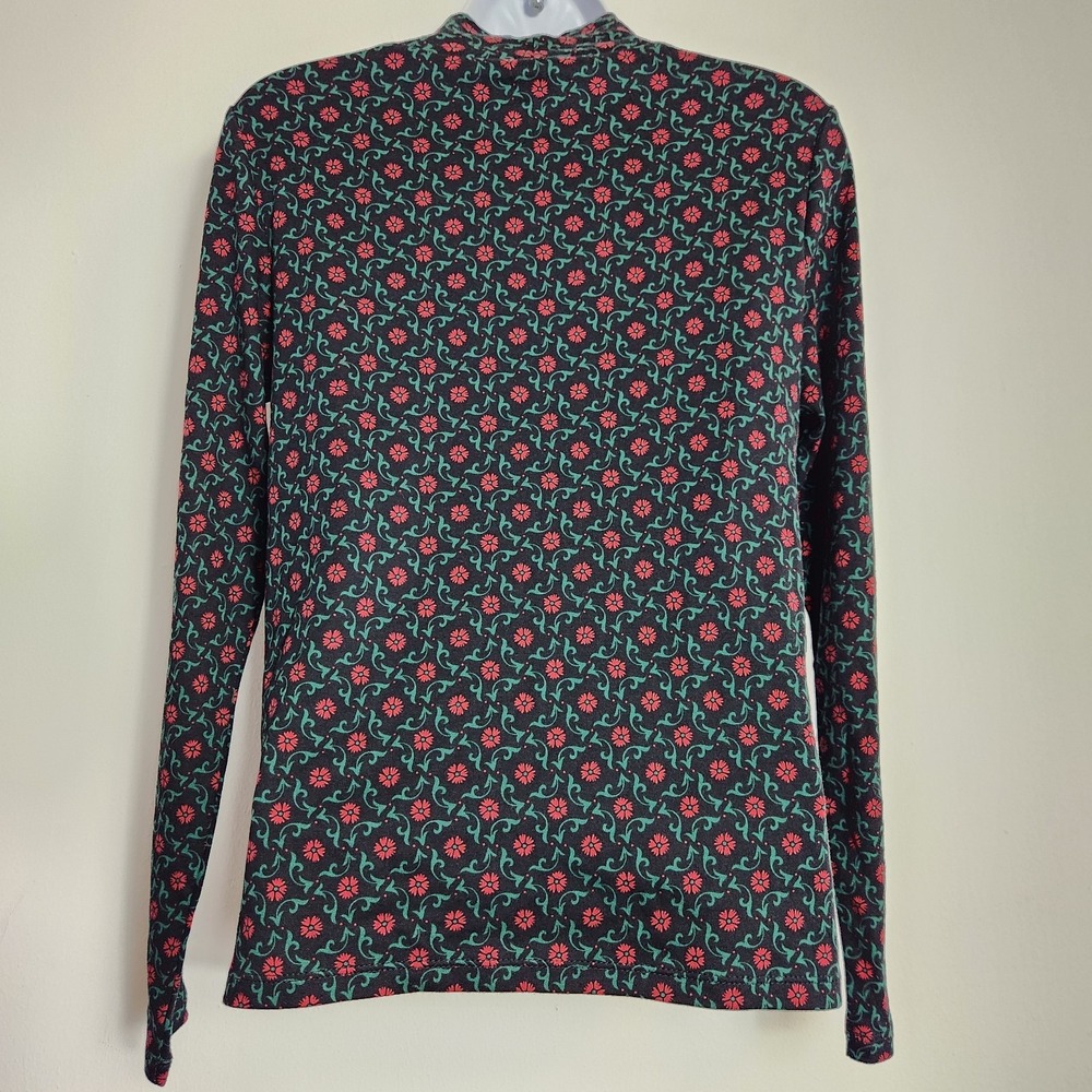 Floral Mock Neck Top Shirt PS Cottagecore Dark Academia Grandmacore Long Sleeve - Picture 3 of 7